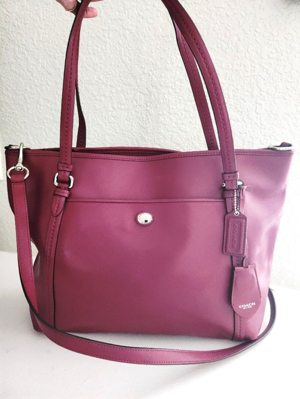 New Coach Peyton Burgundy Leather 2Way Shoulder Bag